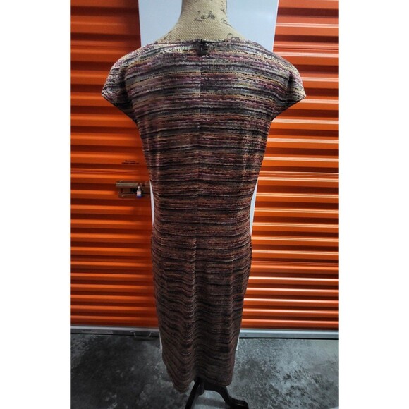 David Meister Multi-Color Knit Cap Sleeve Pocket Gathered Sheath Dress Women 14 - Picture 6 of 8
